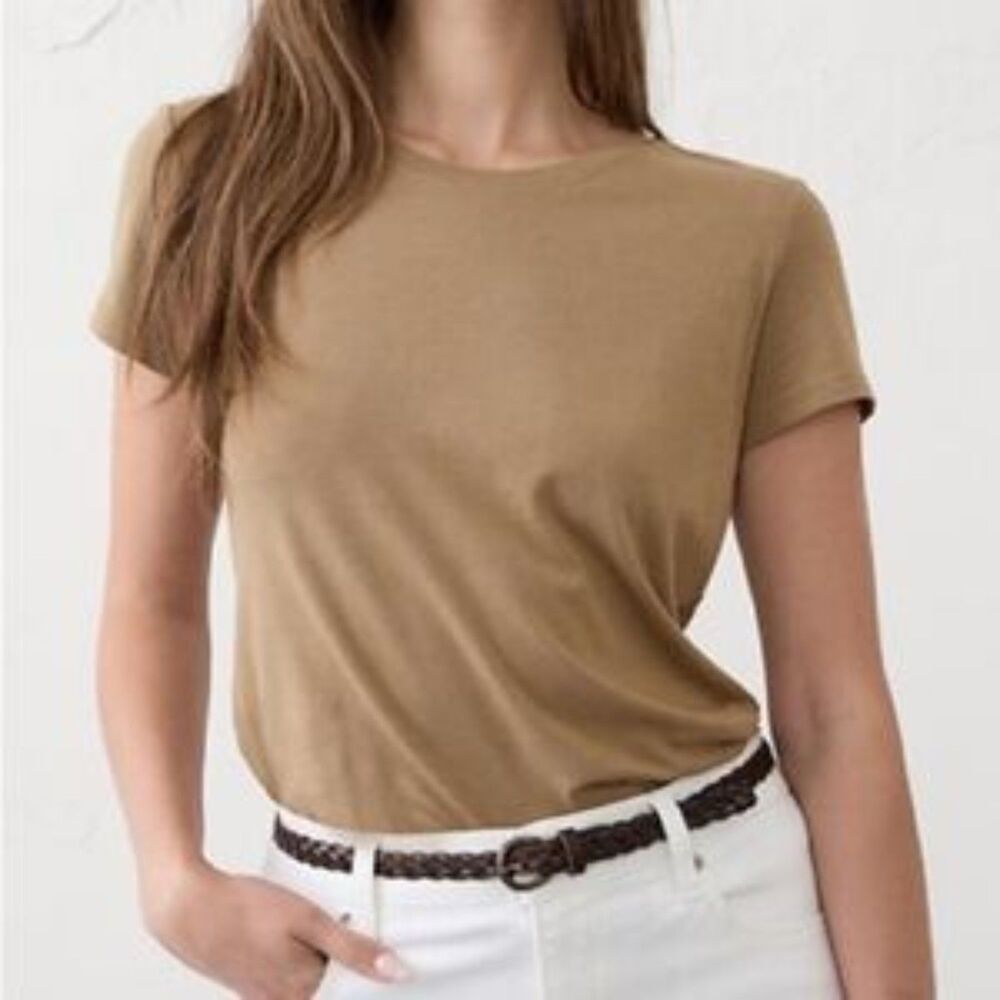 Banana Republic Tan Ribbed‎ Short Sleeve Tee T Shirt NEW M
